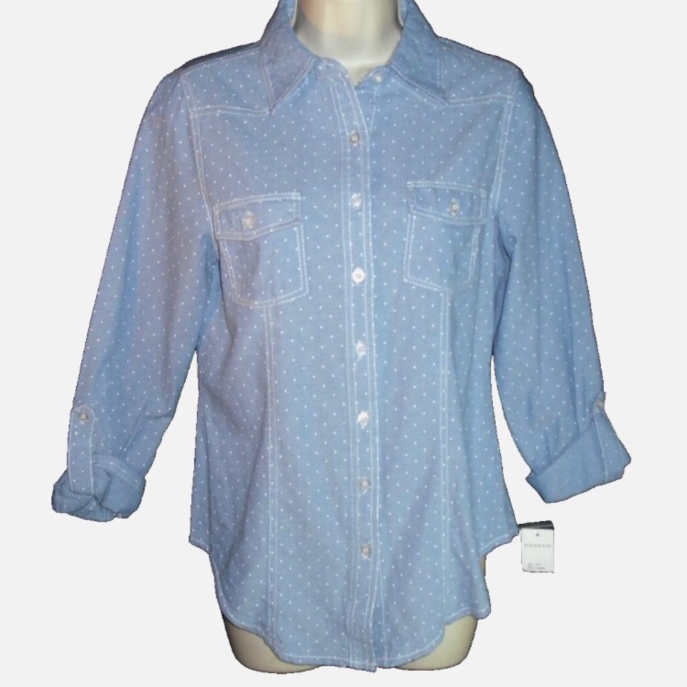HANNAH shirt Fitted Roll tab Sleeves Polka Dots